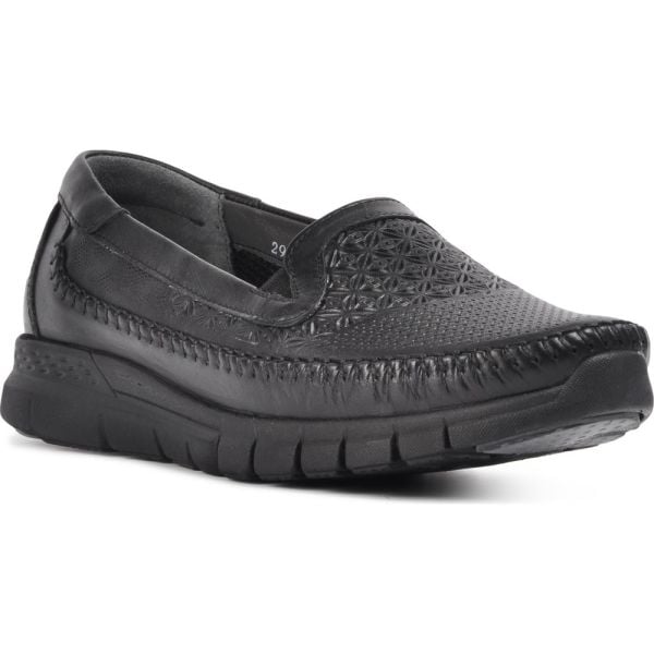 Forelli 29413 Eterna-G Siyah Kadın Comfort Deri Ayakkabı