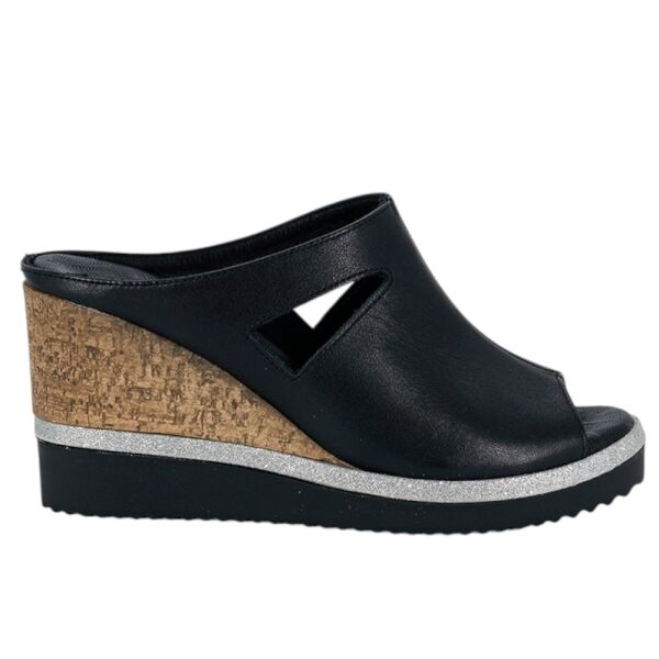 Mammamia D26YT-1835-B Siyah Kadın Topuklu Deri Terlik