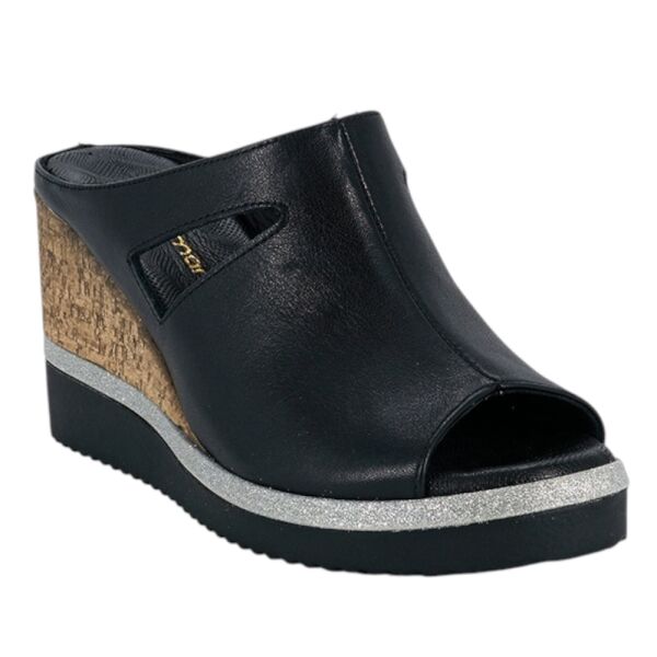 Mammamia D26YT-1835-B Siyah Kadın Topuklu Deri Terlik