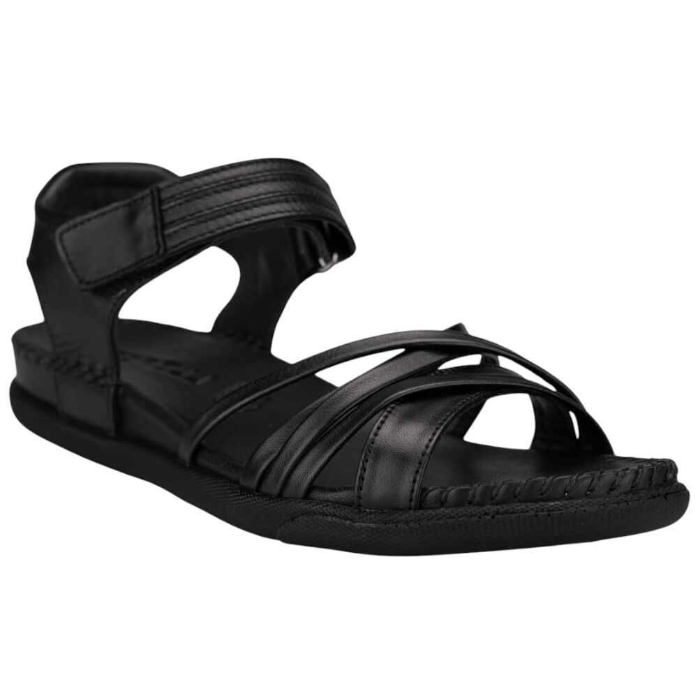Forelli 22313 Sidney-G Siyah Kadın Comfort Deri Sandalet