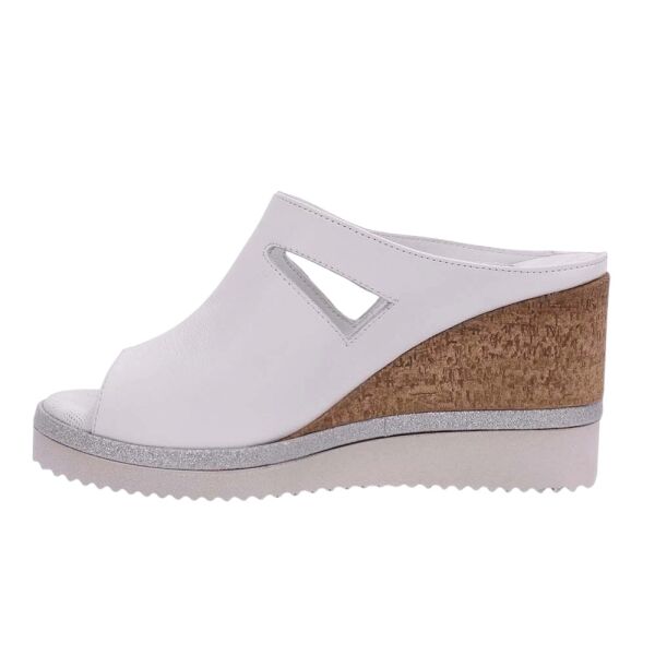 Mammamia D26YT-1835-B Beyaz Kadın Topuklu Deri Terlik