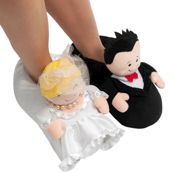 Twigy GG0549 Tw Gelin Damat Siyah/Beyaz Hayvan Figürlü Kadın Panduf