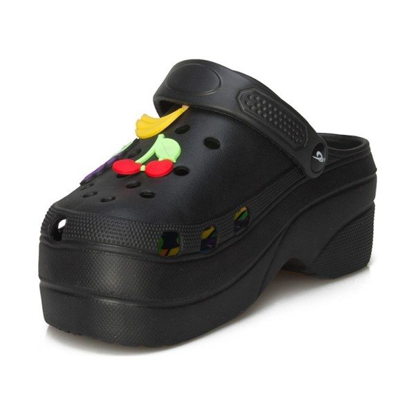 Novelido Kadın Siyah Yüksek Topuklu Sabo Terlik