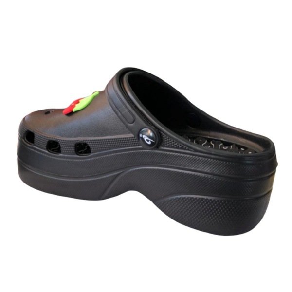 Novelido Kadın Siyah Yüksek Topuklu Sabo Terlik