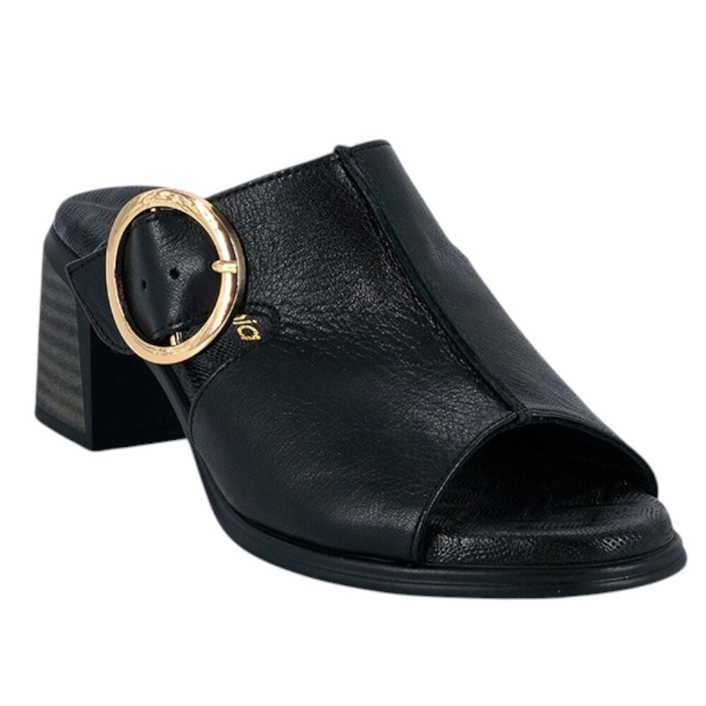 Mammamia D26YT-1785-B Siyah Kadın Topuklu Deri Terlik