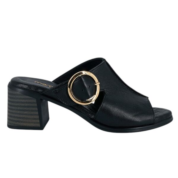 Mammamia D26YT-1785-B Siyah Kadın Topuklu Deri Terlik