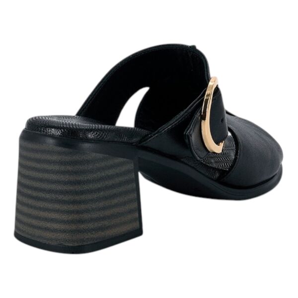 Mammamia D26YT-1785-B Siyah Kadın Topuklu Deri Terlik