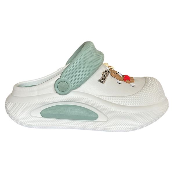 Akınal Bella E468 Beyaz/Yeşill Kadın Sabo Terlik