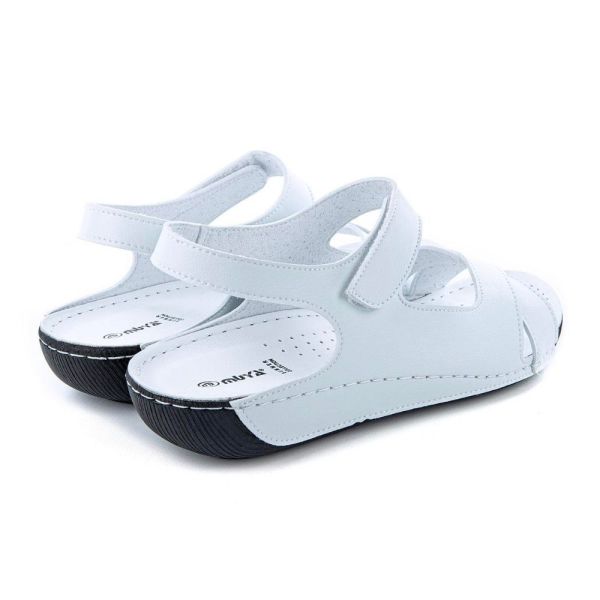 Muya 31121 Alula Beyaz/Siyah Kadın Anatomik Sandalet