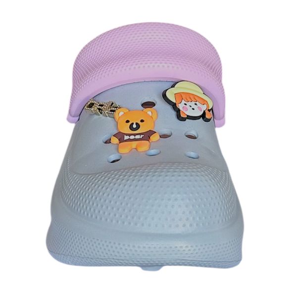 Akınal Bella E468 Buz Gri/Pembe Kadın Sabo Terlik