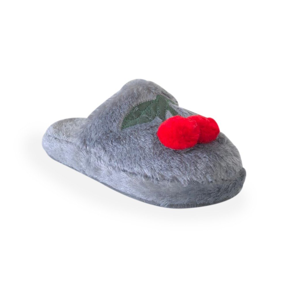 Cex Kiraz 1PR Gri Kadın Ev İçi Terlik