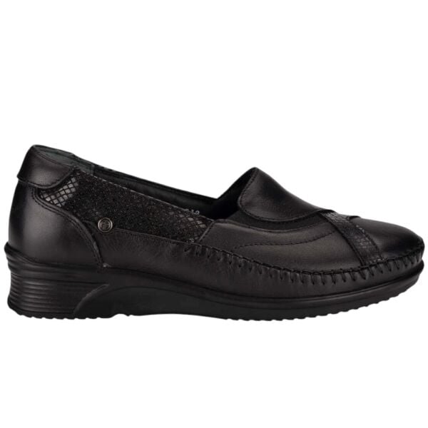 Forelli 48010-H Yonca Siyah Kadın Comfort Deri Ayakkabı