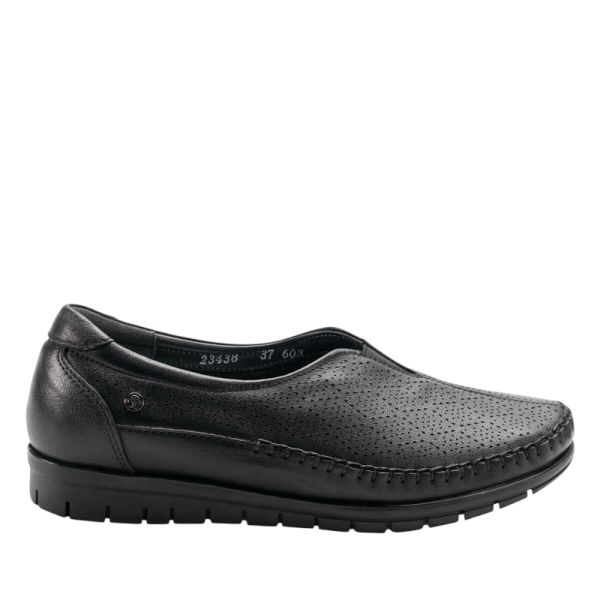 Forelli 23438-G Essel Siyah Kadın Comfort Deri Ayakkabı