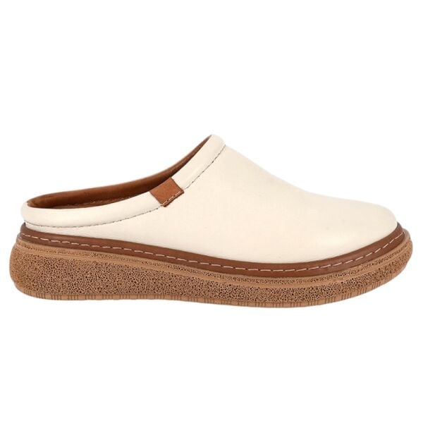 Mammamia D26YT-6140-B Krem Kadın Comfort Deri Terlik
