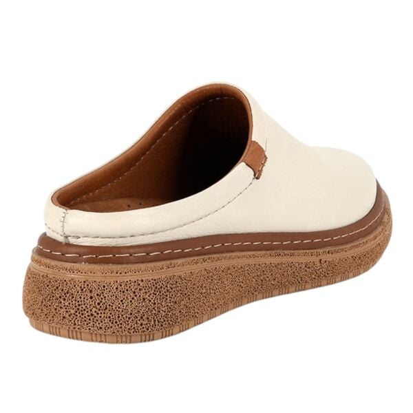 Mammamia D26YT-6140-B Krem Kadın Comfort Deri Terlik