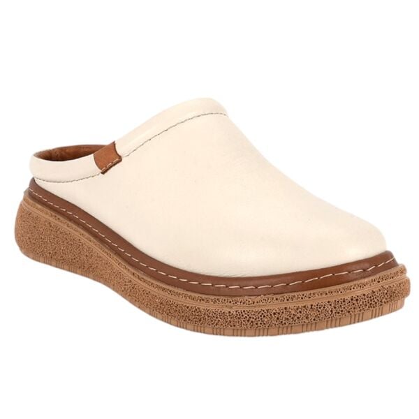 Mammamia D26YT-6140-B Krem Kadın Comfort Deri Terlik