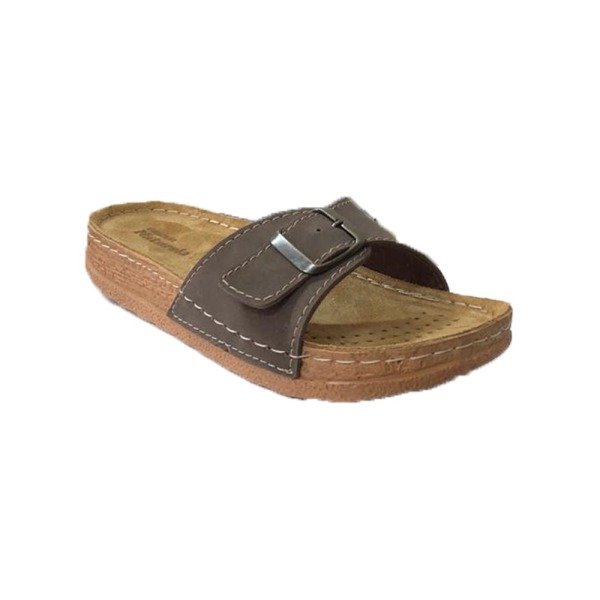 Gezer 11224 Kahve Kadın Hakiki Deri Anatomik Günlük Terlik