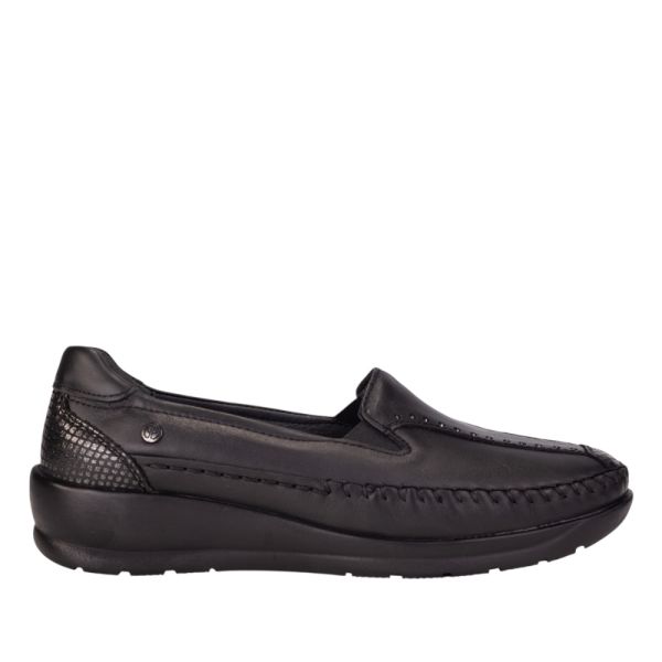 Forelli 55022-H Lina Siyah Kadın Comfort Deri Ayakkabı