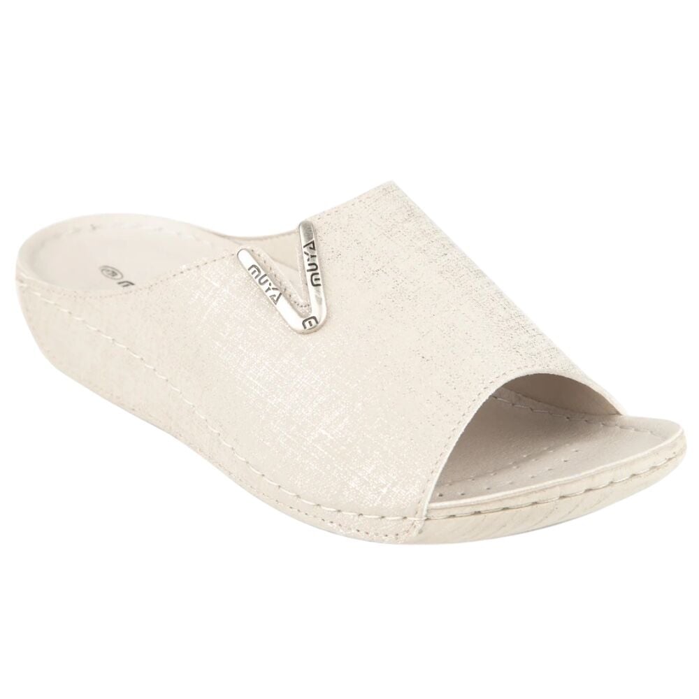 Muya 31125 Nest Desenli Bej Kadın Anatomik Terlik