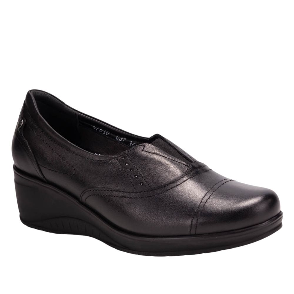 Forelli 57610-G Funda Siyah Kadın Comfort Deri Ayakkabı