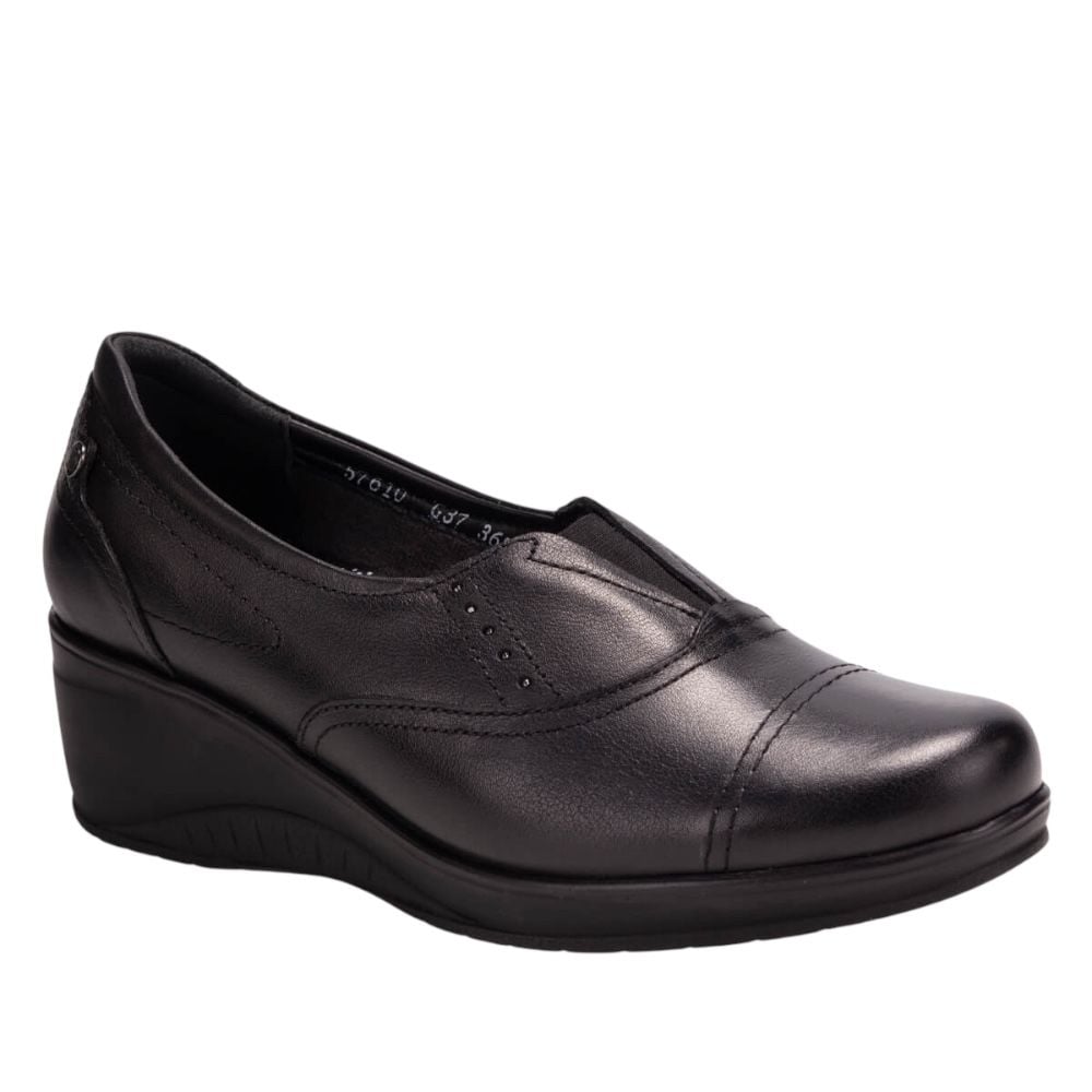 Forelli 57610-G Funda Siyah Kadın Comfort Deri Ayakkabı
