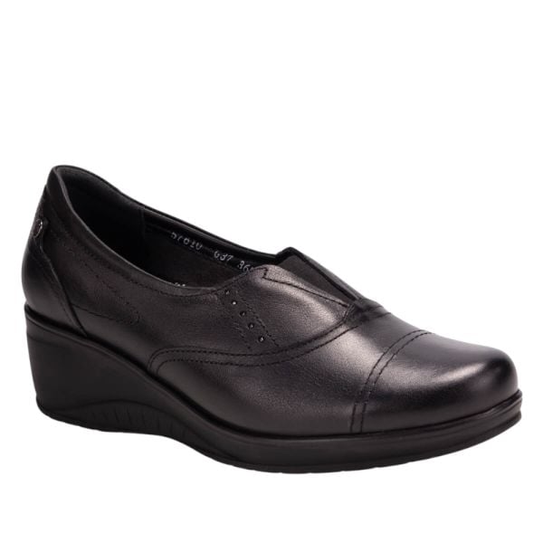 Forelli 57610-G Funda Siyah Kadın Comfort Deri Ayakkabı