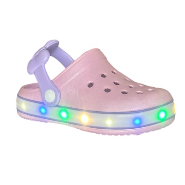 Akınal Bella E196 Pudra/Lila Işıklı Çocuk Terlik Sandalet