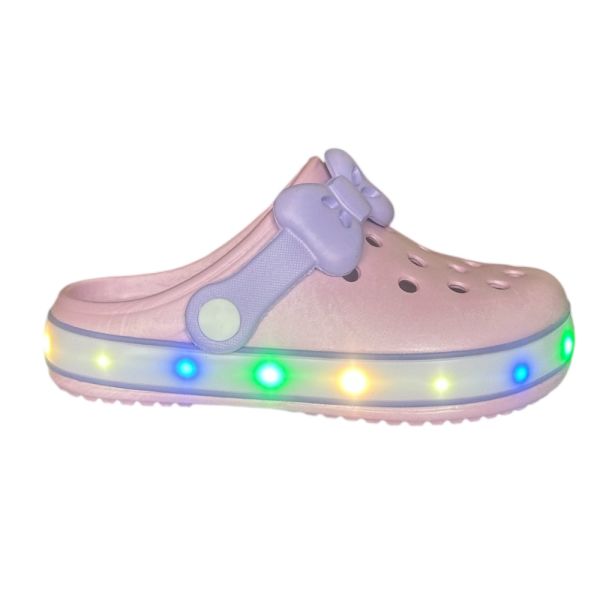 Akınal Bella E196 Pudra/Lila Işıklı Çocuk Terlik Sandalet