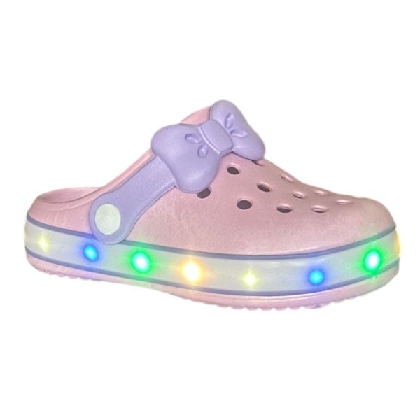 Akınal Bella E196 Pudra/Lila Işıklı Çocuk Terlik Sandalet