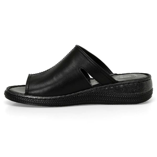 Polaris 105136 4FX Siyah Kadın Comfort Deri Terlik