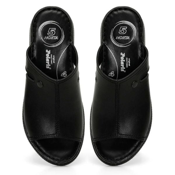 Polaris 105136 4FX Siyah Kadın Comfort Deri Terlik