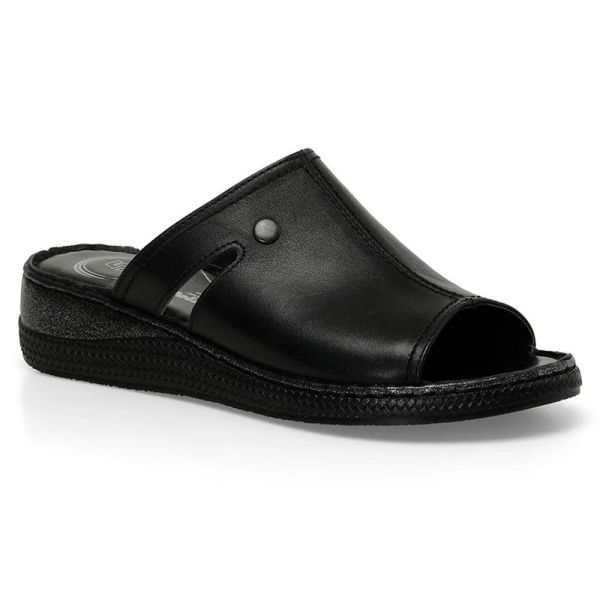 Polaris 105136 4FX Siyah Kadın Comfort Deri Terlik