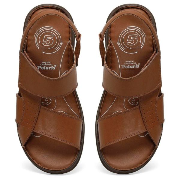 Polaris 106894 4FX Taba Erkek Comfort Deri Sandalet