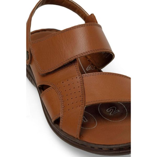 Polaris 106894 4FX Taba Erkek Comfort Deri Sandalet