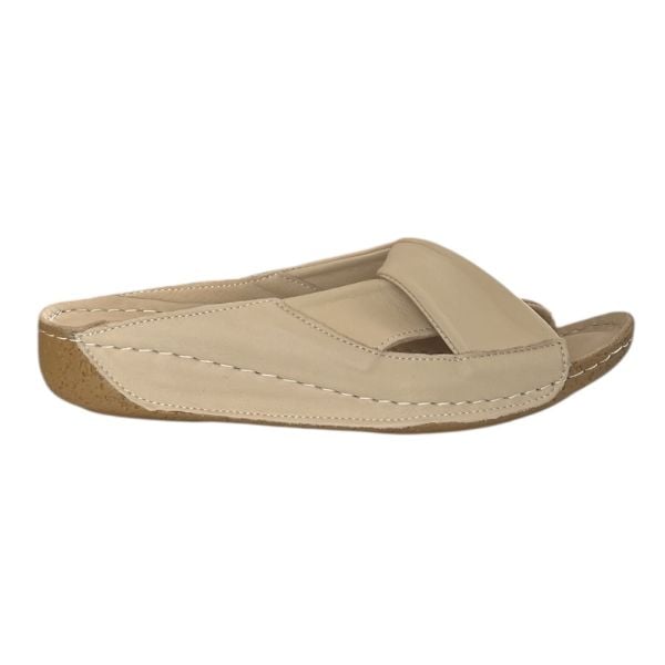 Cex 25Y GRF Bej Kadın Hakiki Deri Günlük Terlik