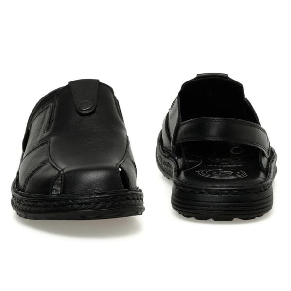 Polaris 107397 4FX Siyah Erkek Comfort Deri Sandalet