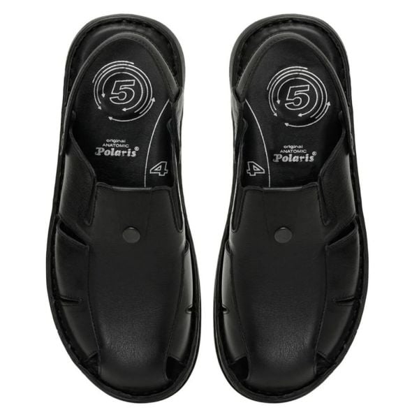 Polaris 107397 4FX Siyah Erkek Comfort Deri Sandalet