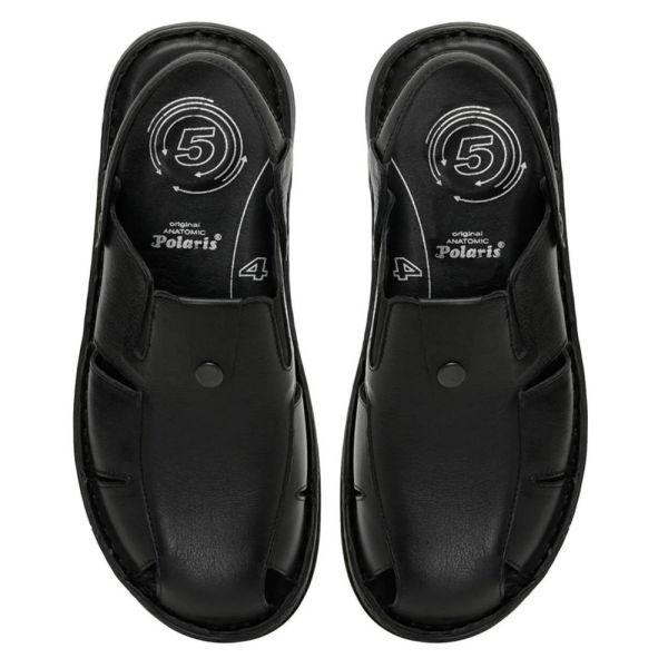 Polaris 107397 4FX Siyah Erkek Comfort Deri Sandalet