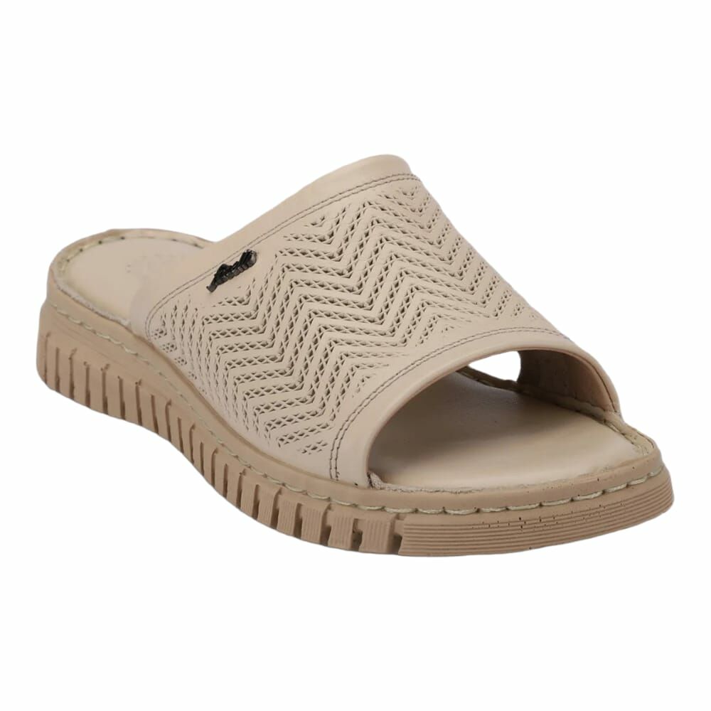 Forelli 38505 Sofia-G Bej Kadın Comfort Deri Terlik