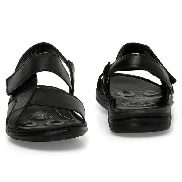 Polaris 106894 5FX Siyah Erkek Comfort Deri Sandalet