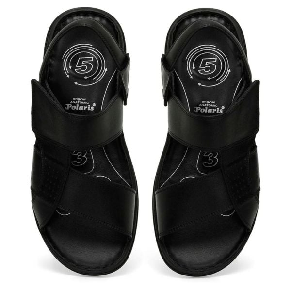 Polaris 106894 5FX Siyah Erkek Comfort Deri Sandalet