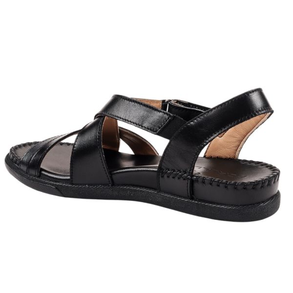 Forelli 22301-G İlya Siyah Kadın Comfort Deri Sandalet