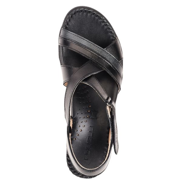 Forelli 22301-G İlya Siyah Kadın Comfort Deri Sandalet