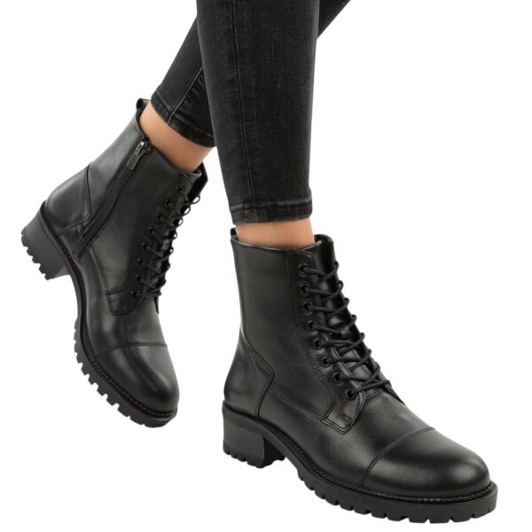 Muya 322109 Alpina 6 Nokta Siyah Kadın Comfort Deri Bot