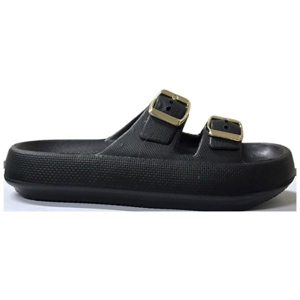 Akınal Bella E282 Siyah Kadın Altın Tokalı Plaj Terlik