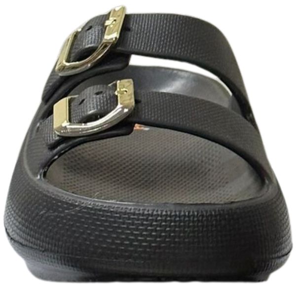 Akınal Bella E282 Siyah Kadın Altın Tokalı Plaj Terlik