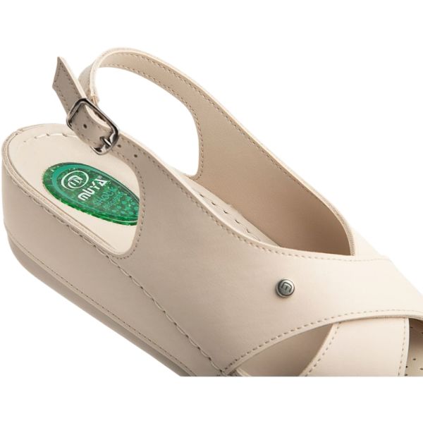 Muya 35207 İngane Krem Kadın Anatomik Topuk Dikeni Sandalet