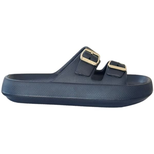 Akınal Bella E282 Lacivert Kadın Altın Tokalı Plaj Terlik