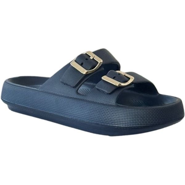 Akınal Bella E282 Lacivert Kadın Altın Tokalı Plaj Terlik