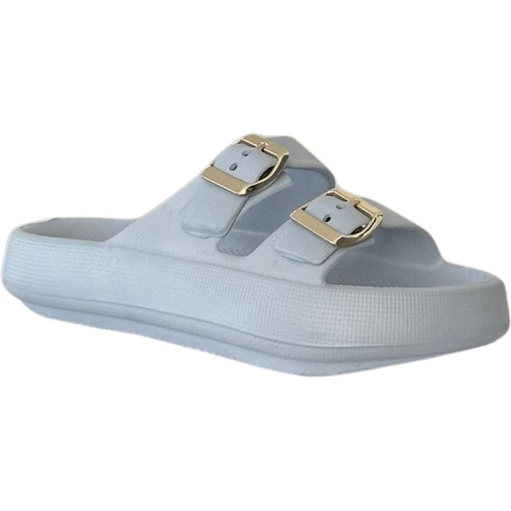 Akınal Bella E282 Buz Gri Kadın Altın Tokalı Plaj Terlik